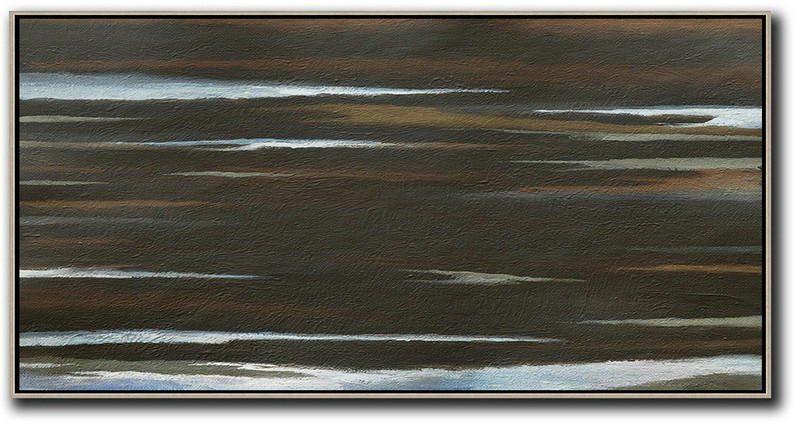 Extra Large 72" Acrylic Painting,Hand Painted Panoramic Abstract Painting,Art Work,Black,Brown,White.etc